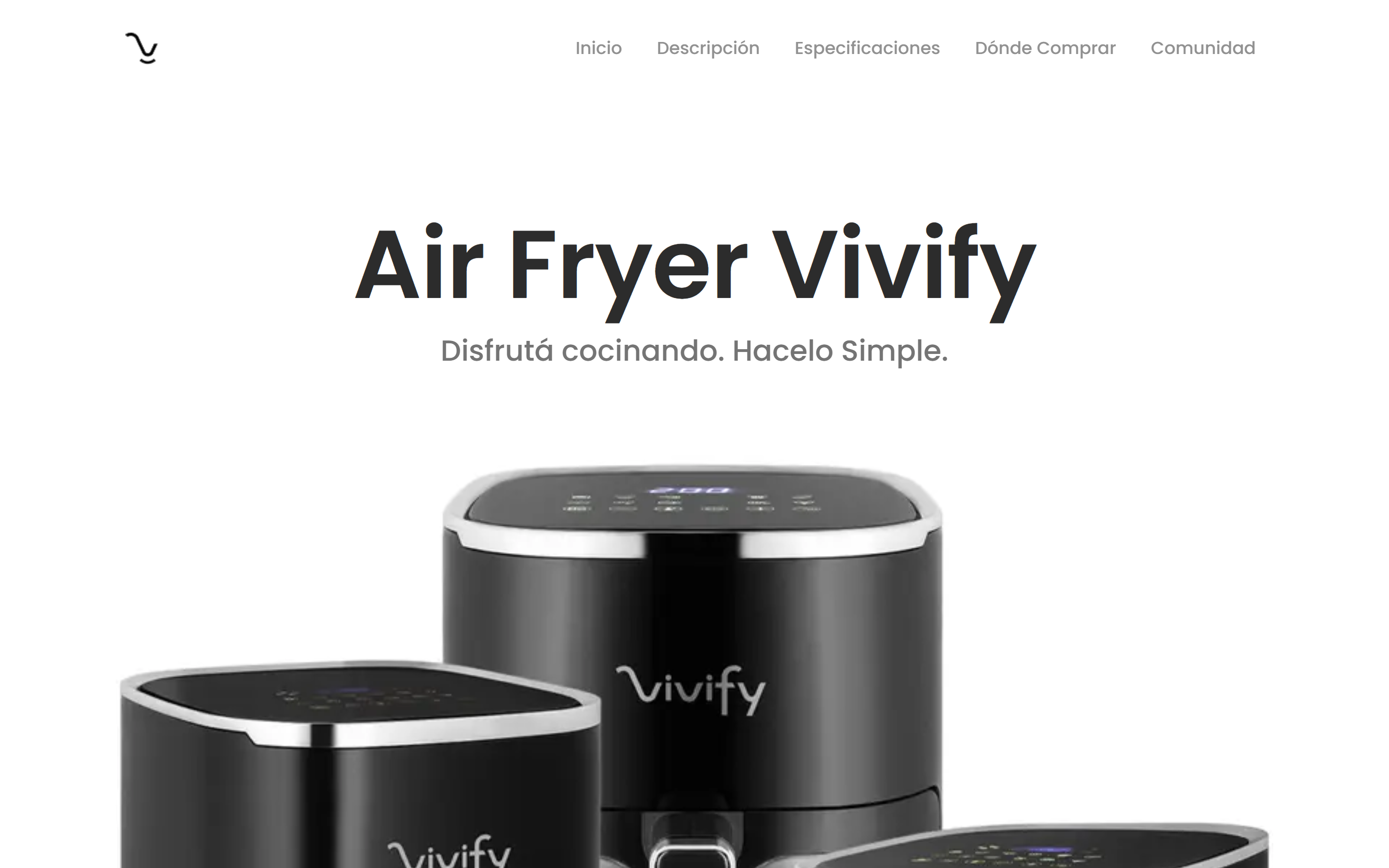 Home de Vivify: Air Fryer Vivify con los productos sobre fondo blanco